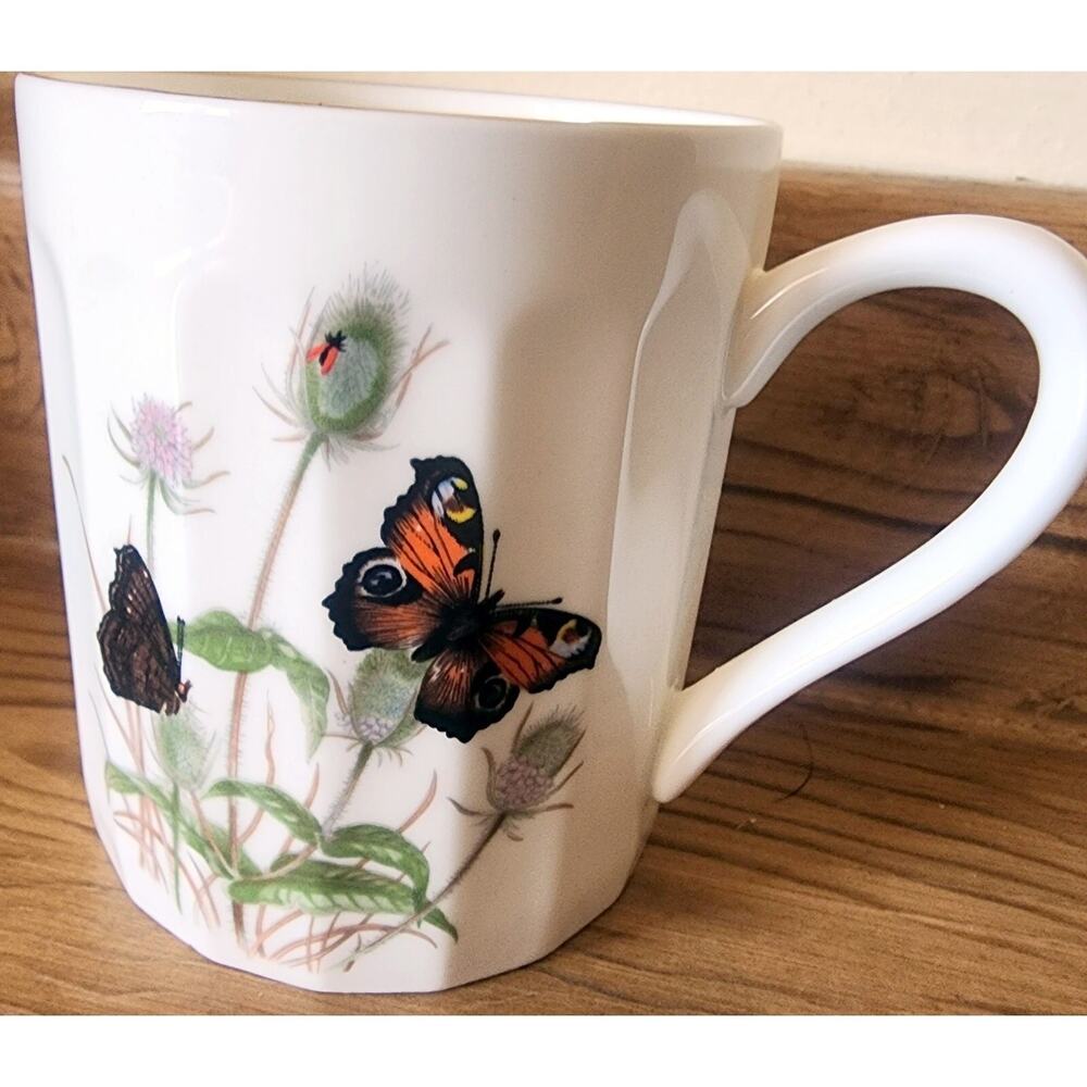 Royal Kendal Fine Bone China Mug 1985 England Butterfly W/ Yellow Design H&M